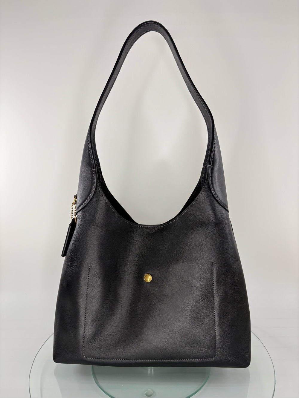 Coach Brooklyn Shoulder Bag 28 Black Pebbled Leather Hobo Handbag - Picture 2 of 14